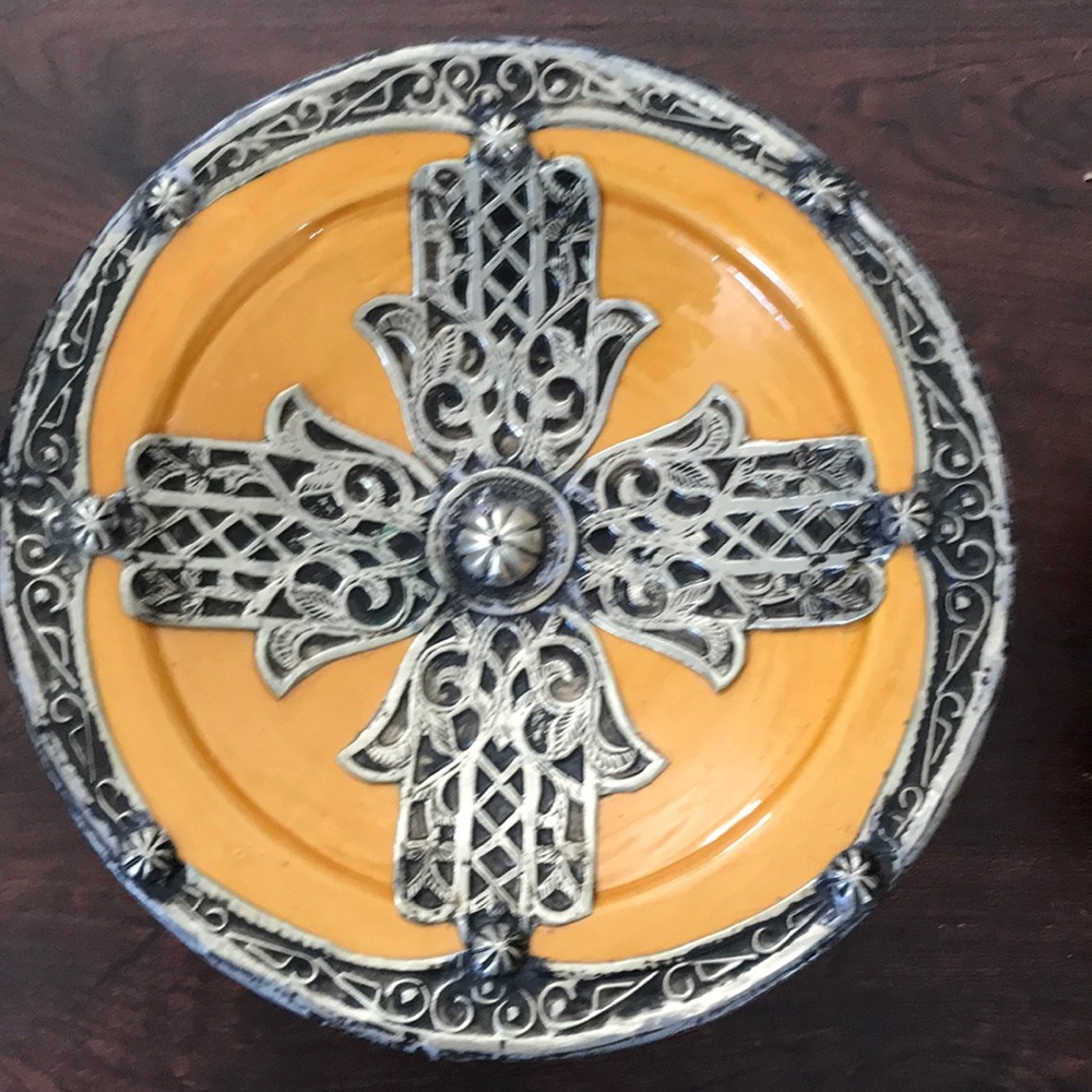 Antique Hamsa Hands Plat Wall Decoration